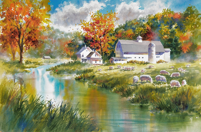 "Autumn in Vermont" watercolor painting